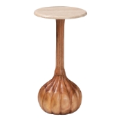 bali & pari Usama End Table with Marble Stone Top - Sculpted Pedestal Accent Side Table for Living Room or Entryway